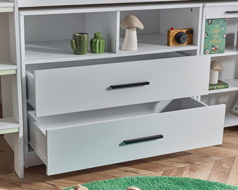 Julian Bowen Otis Midsleeper White Drawers Pulled Out-Better Bed Company