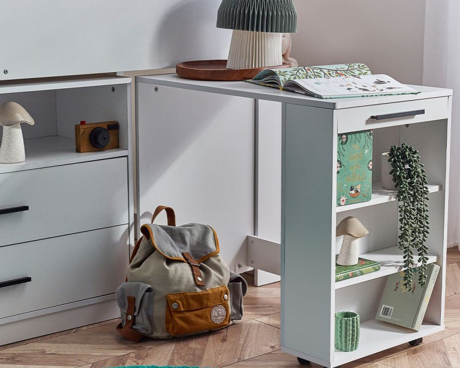 Julian Bowen Otis Midsleeper White With Desk Pulled Out-Better Bed Company