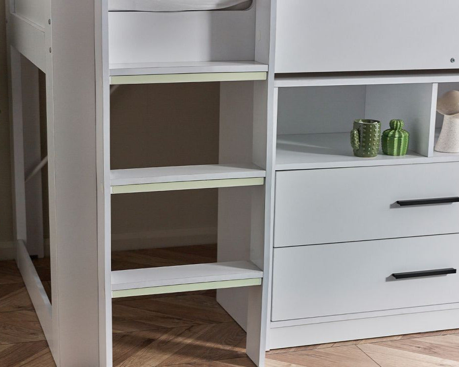 Julian Bowen Otis Midsleeper White Ladders Close Up-Better Bed Company