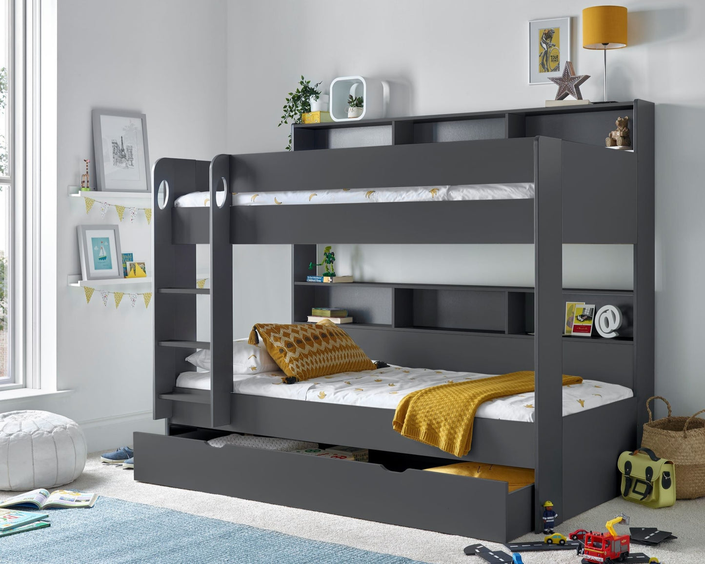 Bedmaster Oliver Bunk Bed Grey Drawer Open-Better Bed Company