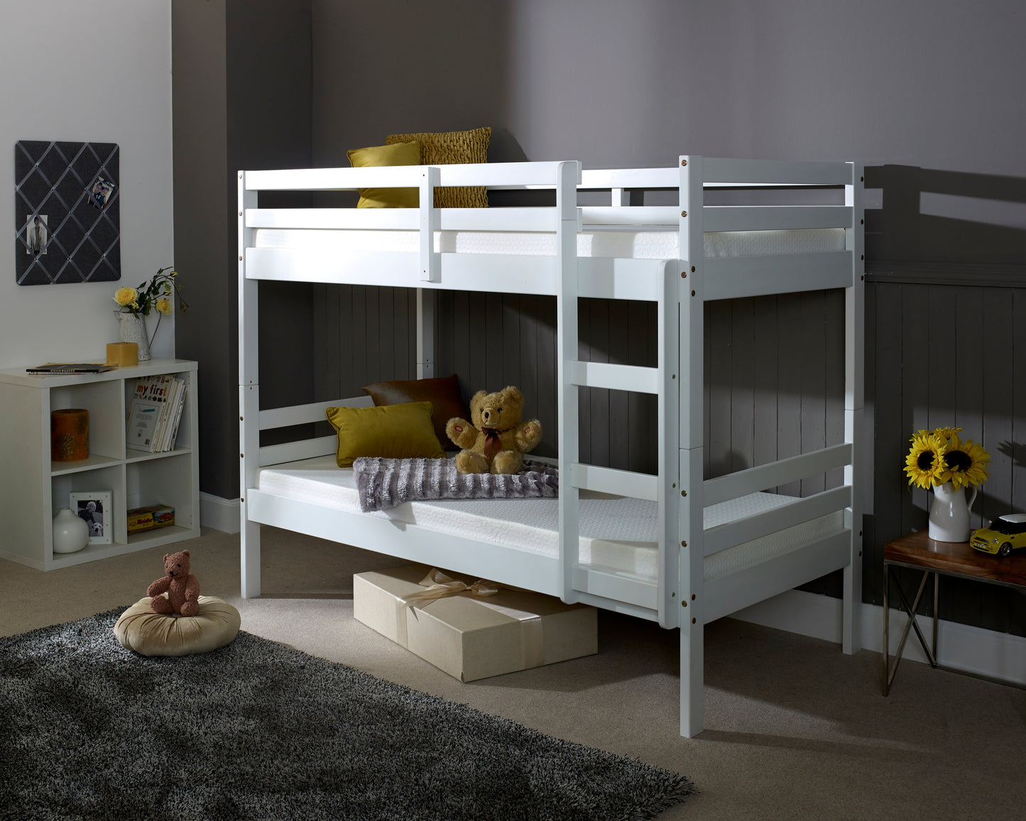 Amelia Single White Wooden Bunk Bed -Kidzzz Beds