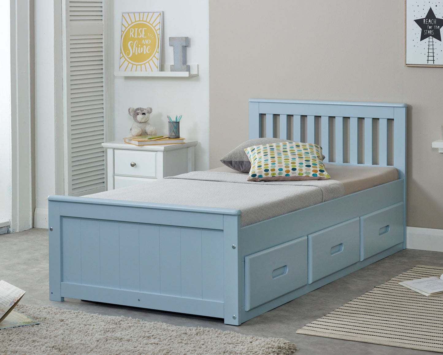 Birmingham Wooden Storage Drawer Bed Frame Blue-Kidzzz Beds