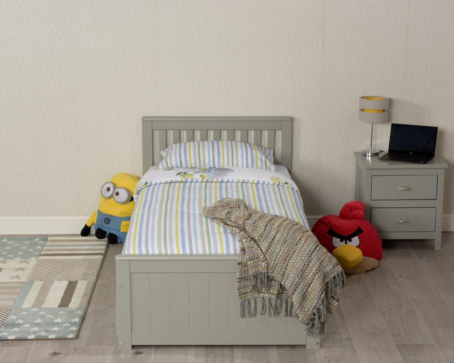 Birmingham Wooden Storage Drawer Bed Frame Grey-Kidzzz Beds