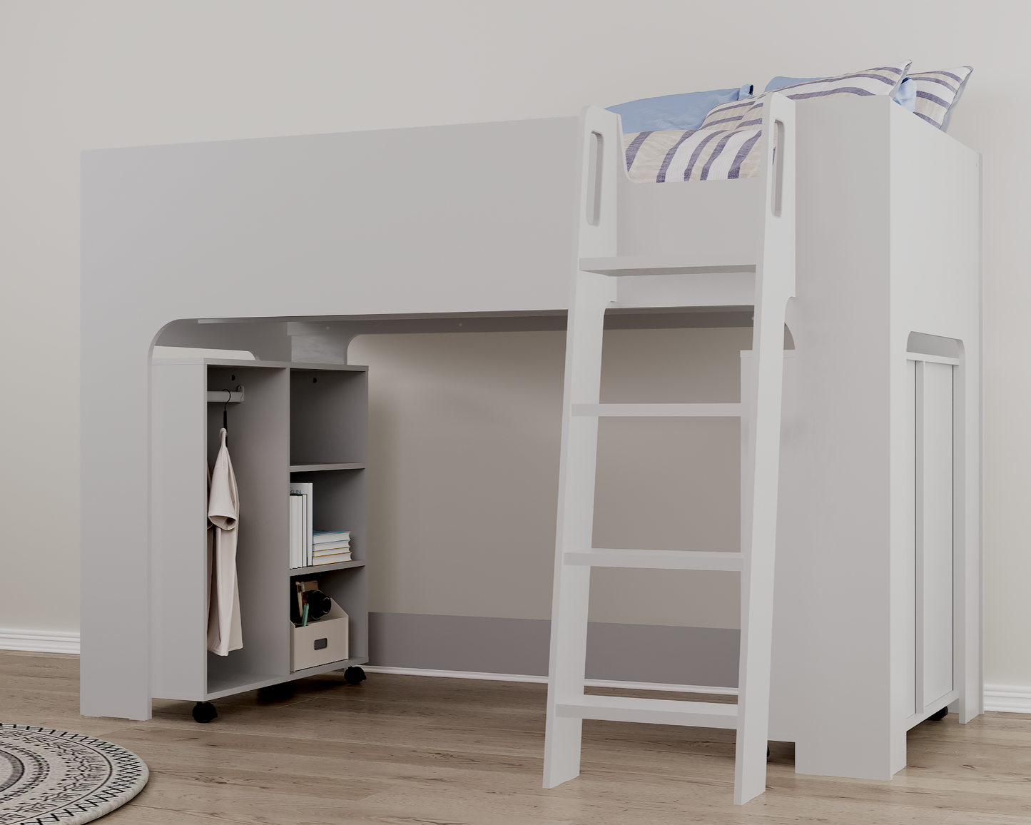 Flintshire Eden Mid Sleeper White Storage-Kidzzz Beds