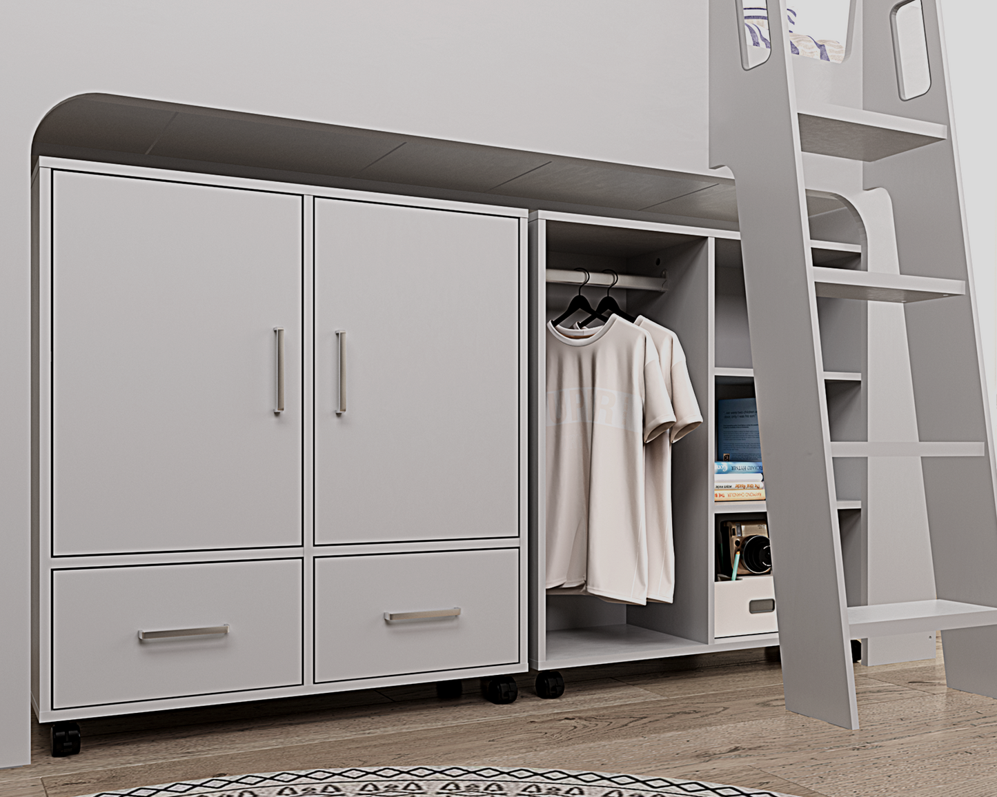 Flintshire Eden Mid Sleeper Grey Storage Idea-Kidzzz Beds