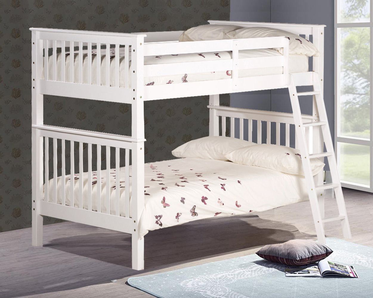 Alice Single White Wooden Bunk Bed-Kidzzz Beds