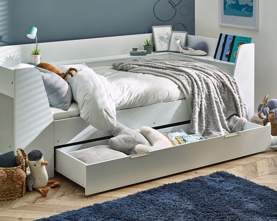 Julian Bowen Cyclone Daybed - White Drawer Fully Out-Better Bed Company