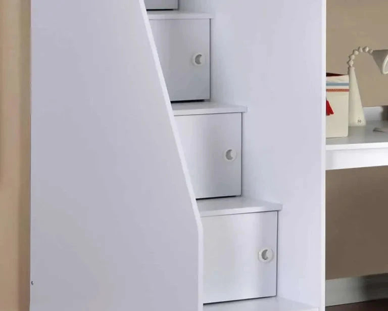 Flintshire Furniture Dakota High Sleeper White Steps Close Up-Better Bed Company
