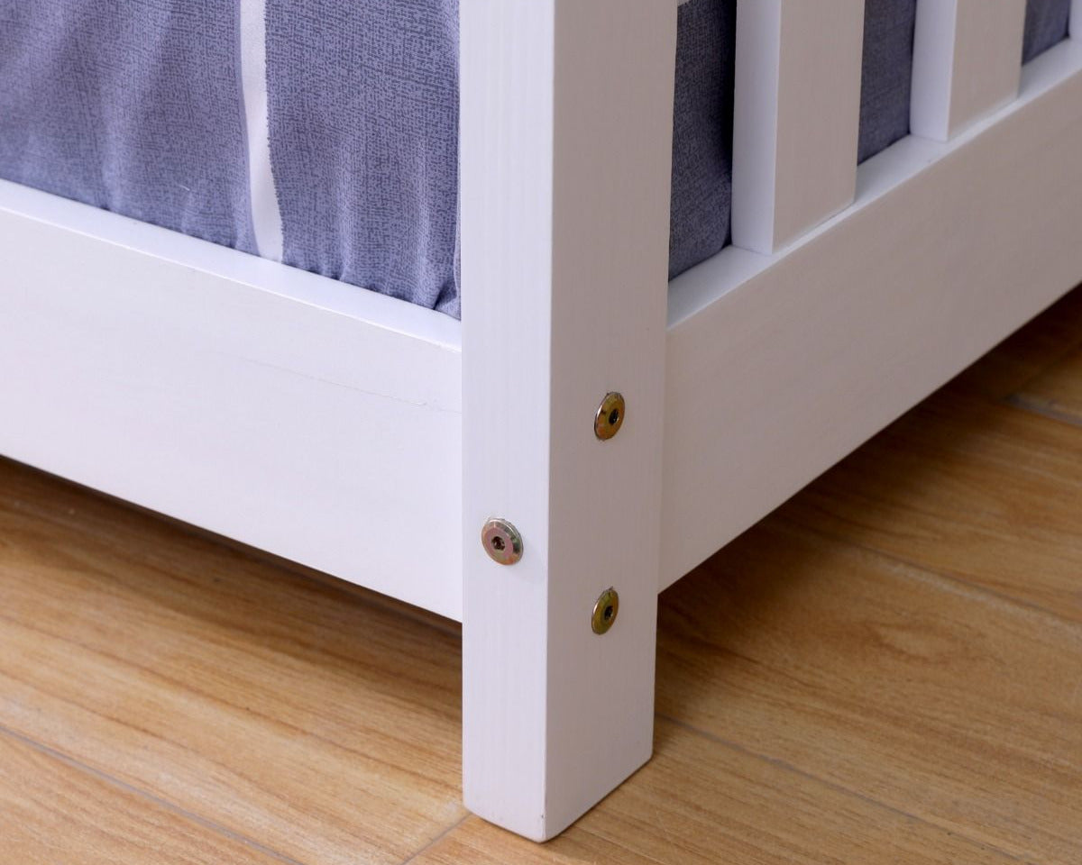 Kids Bunk Beds Freya White Wooden Play House Bed Leg Bolts-Better Bed Company