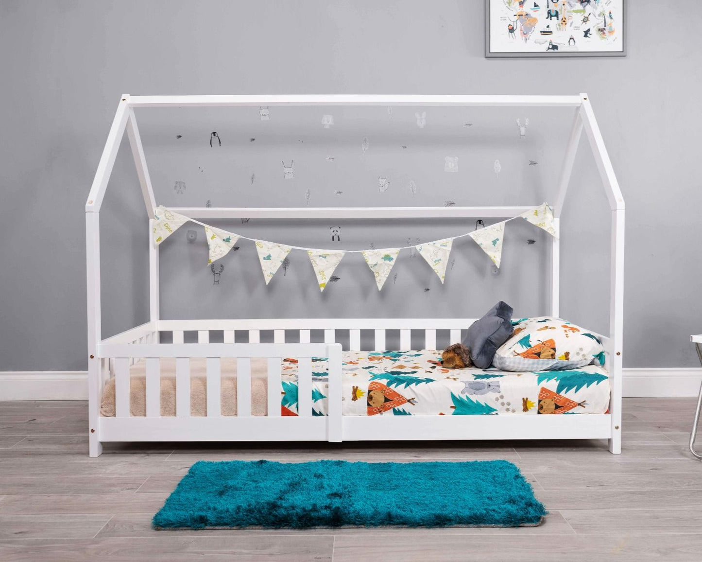 Kids Bunk Beds Freya White Wooden Play House Bed From Front-Better Bed Company