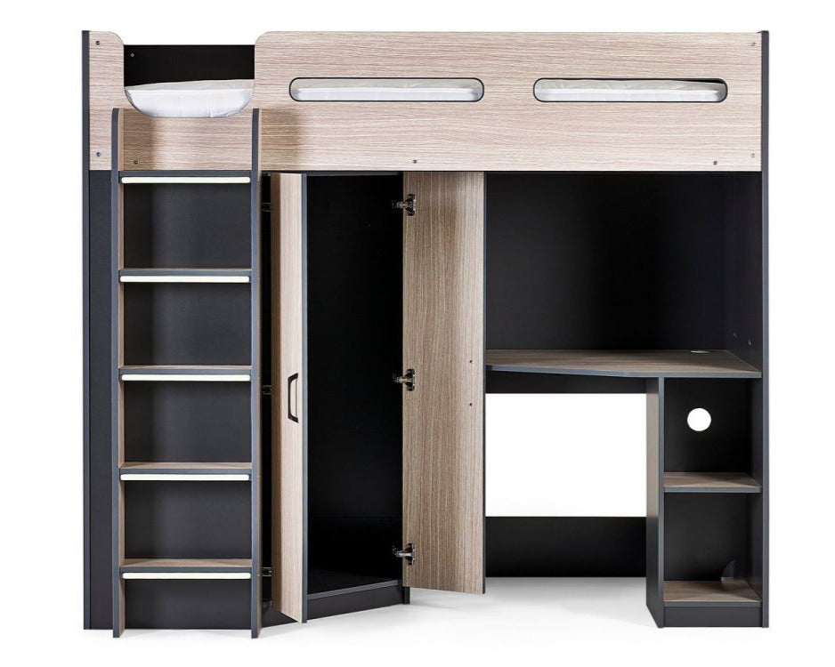 Julian Bowen Hercules Wooden Single Storage Highsleeper Bed