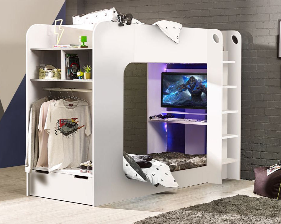 Julian Bowen Impact Gaming Bunk - White-Better Bed Company