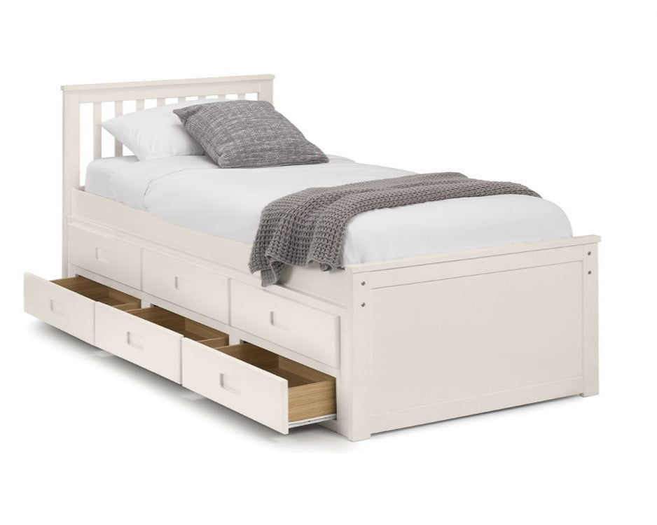 Julian Bowen Maisie Captains Bed Off White Drawers Open-Better Bed Company