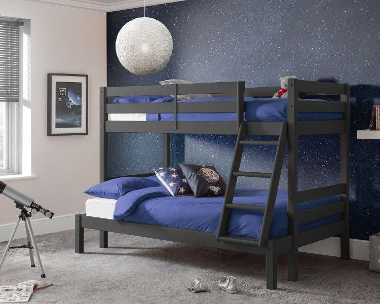 Julian Bowen Merlin Triple Sleeper Bunk Bed Anthracite-Better Bed Company