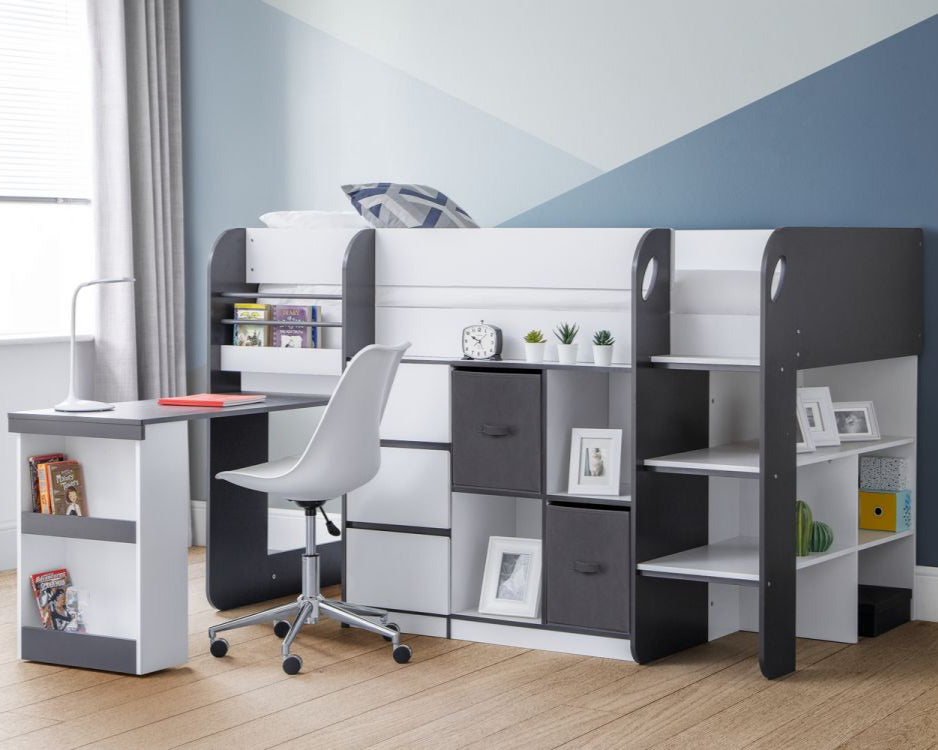 Julian Bowen Saturn Midsleeper Black And White-Kidzzz Beds