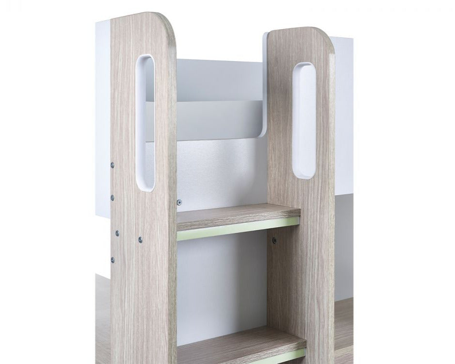 Julian Bowen Ocean Highsleeper - Pale Wood & White White Background Ladder Close Up-Better Bed Company