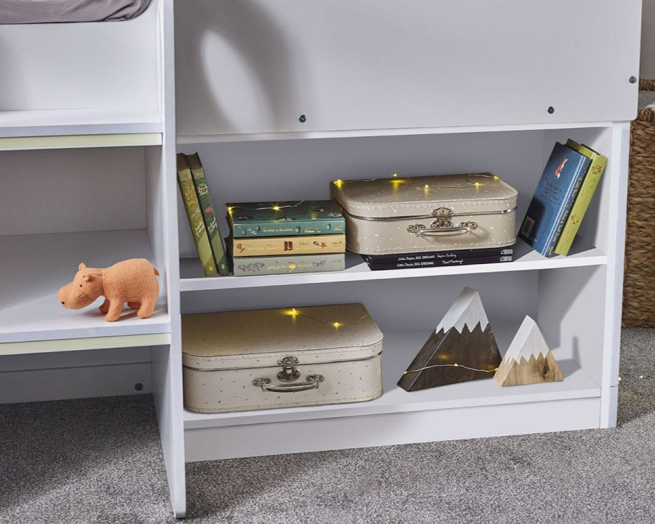 Julian Bowen Orpheus Midsleeper White Storage Shelving-Better Bed Company