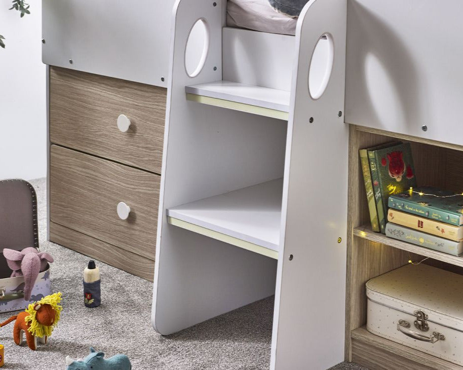 Julian Bowen Orpheus Midsleeper Ladder And Storage Close Up-Better Bed Company