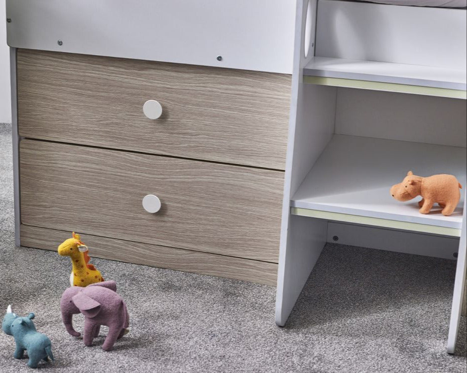 Julian Bowen Orpheus Midsleeper Drawers Close Up-Better Bed Company
