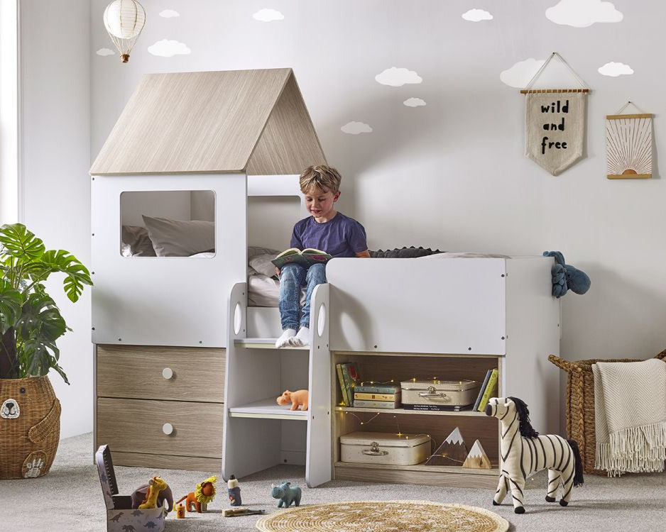 Julian Bowen Orpheus Midsleeper Pale Wood And White Lifestyle-Better Bed Company