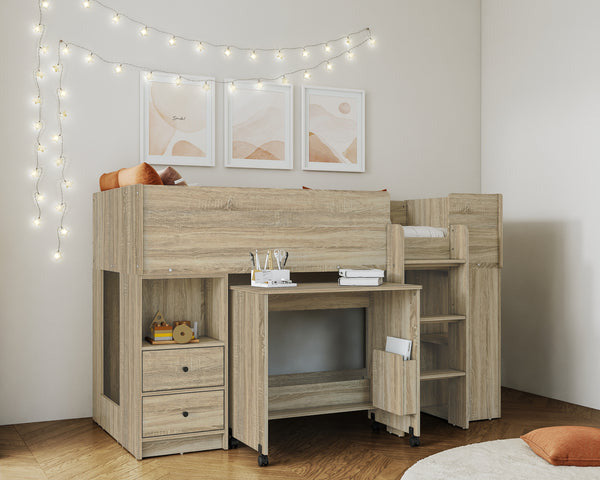 Flintshire Marley Mid Sleeper Oak From Side-Better Bed Company
