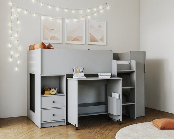 Flintshire Marley Mid Sleeper Grey From Side-Better Bed Company