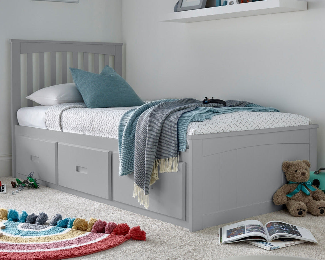 Bedmaster Quest Wooden 3 Drawer Bed Grey-Better Bed Company