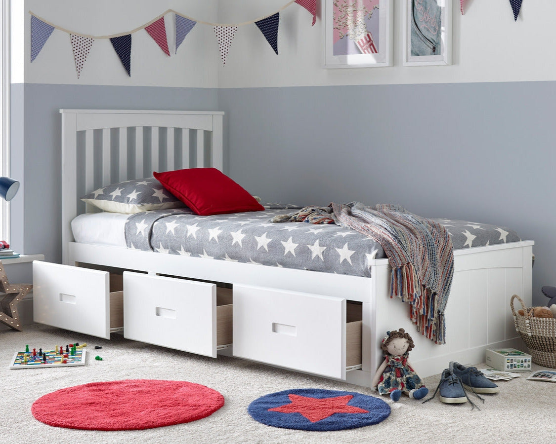 Bedmaster Quest Wooden 3 Drawer Bed White-Better Bed Company