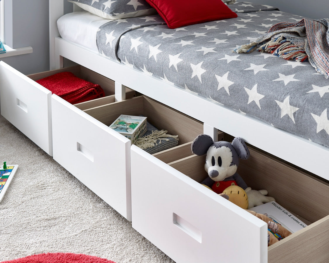 Bedmaster Quest Wooden 3 Drawer Bed White Inside Drawers-Better Bed Company