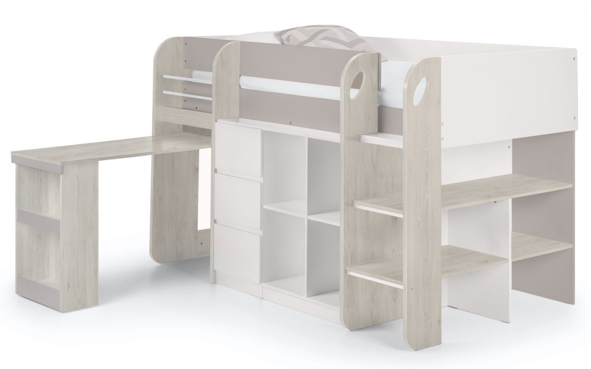Julian Bowen Saturn Midsleeper Taupe White Background Desk Out-Better Bed Company