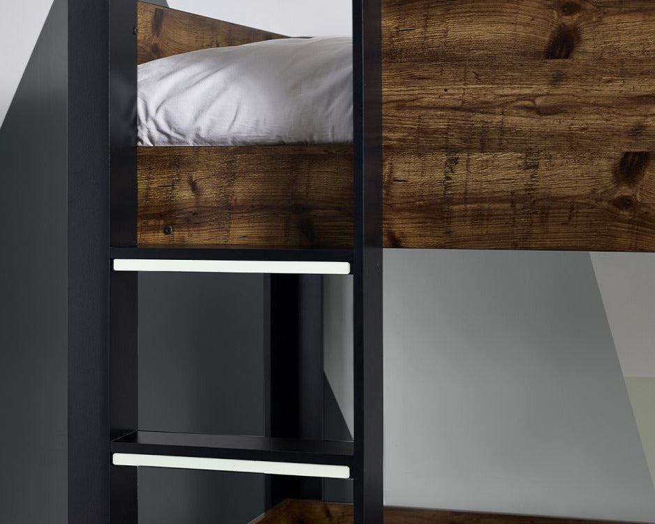 Julian Bowen Solomon Bunk Bed Rustic and Black Ladder-Better Bed Company