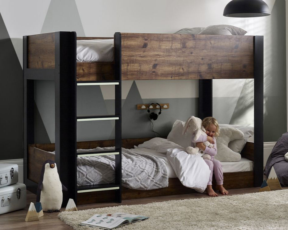 Julian Bowen Solomon Bunk Bed Rustic And Black-Better Bed Company