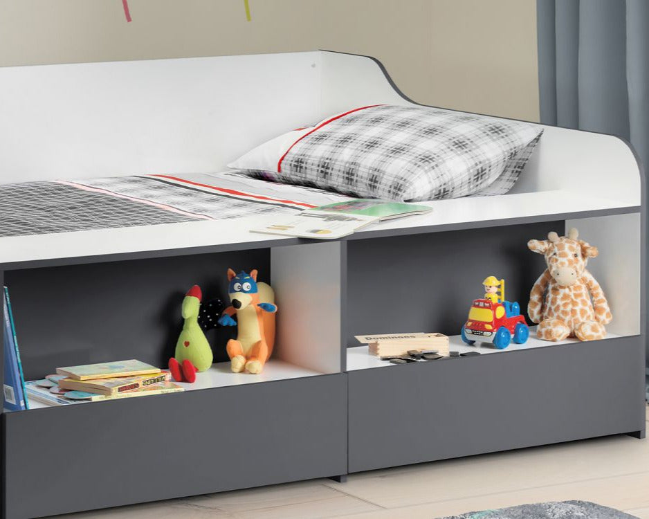 Julian Bowen Stella Low Sleeper Bed Charcoal & White Drawer Close Up-Better Bed Company