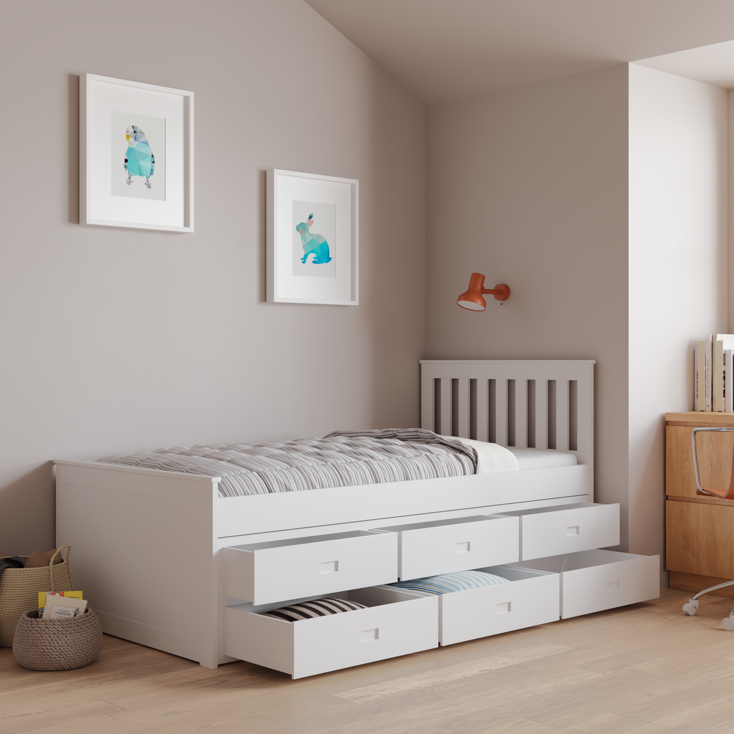 Bedmaster Nova Wooden 6 Drawer Storage Bed Drawers Open-Kidzzz Beds