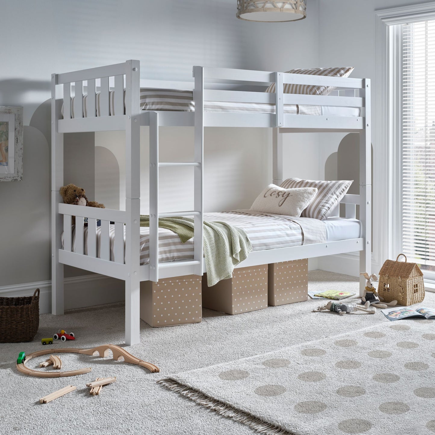 Bedmaster Icon Kids Single Wooden Bunk Bed White With Storage-Kidzzz Beds