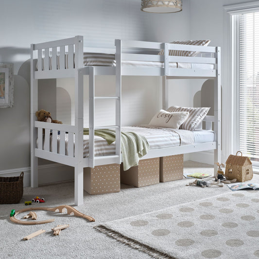 Bedmaster Icon Kids Single Wooden Bunk Bed White With Storage-Kidzzz Beds