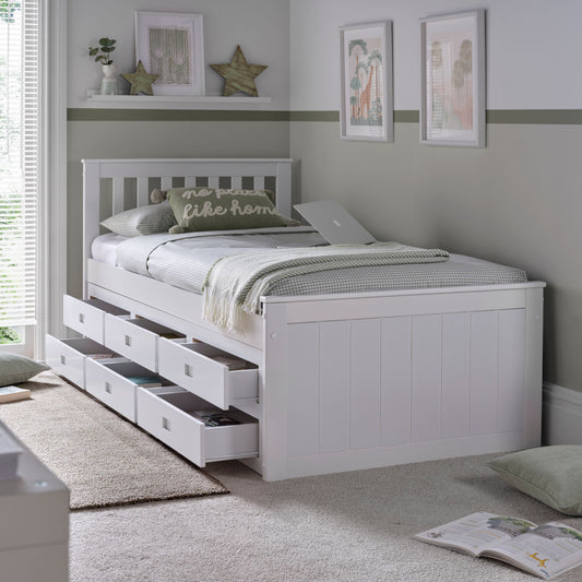 Bedmaster Nova Wooden 6 Drawer Storage Bed Drawers Open From Side-Kidzzz Beds