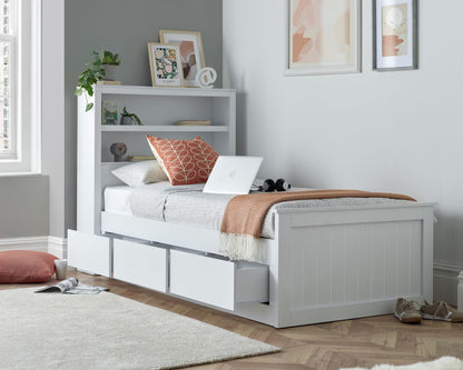 Bedmaster Enzo White Wooden 3 Drawer Storage Bed Drawers Open-Better Bed Company