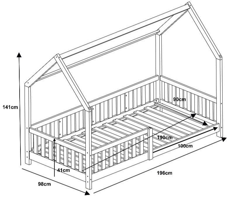 Kids Bunk Beds Freya White Wooden Play House Bed Dimensions-Better Bed Company