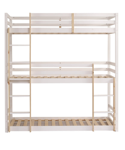 Becky White Wooden Triple Sleeper Bunk Bed Slats On Show-Kidzzz Beds