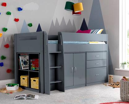 Bedmaster Lacy Midsleeper Bed Grey From Side-Better Bed Company