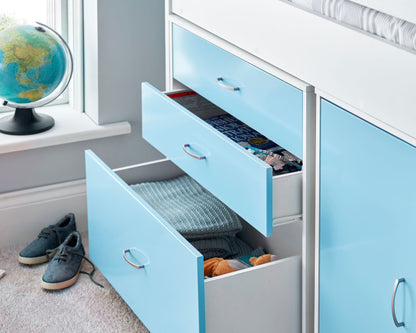 Bedmaster Lacy Midsleeper Bed Blue Inside Drawers-Better Bed Company
