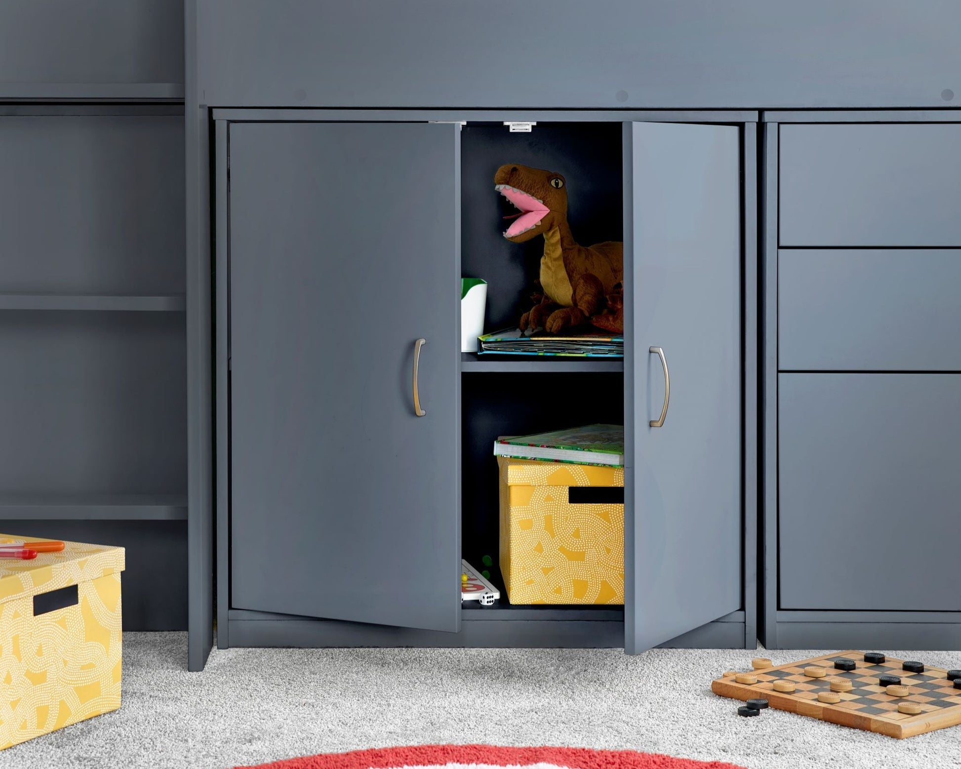 Bedmaster Lacy Midsleeper Bed Grey Cupboard-Better Bed Company