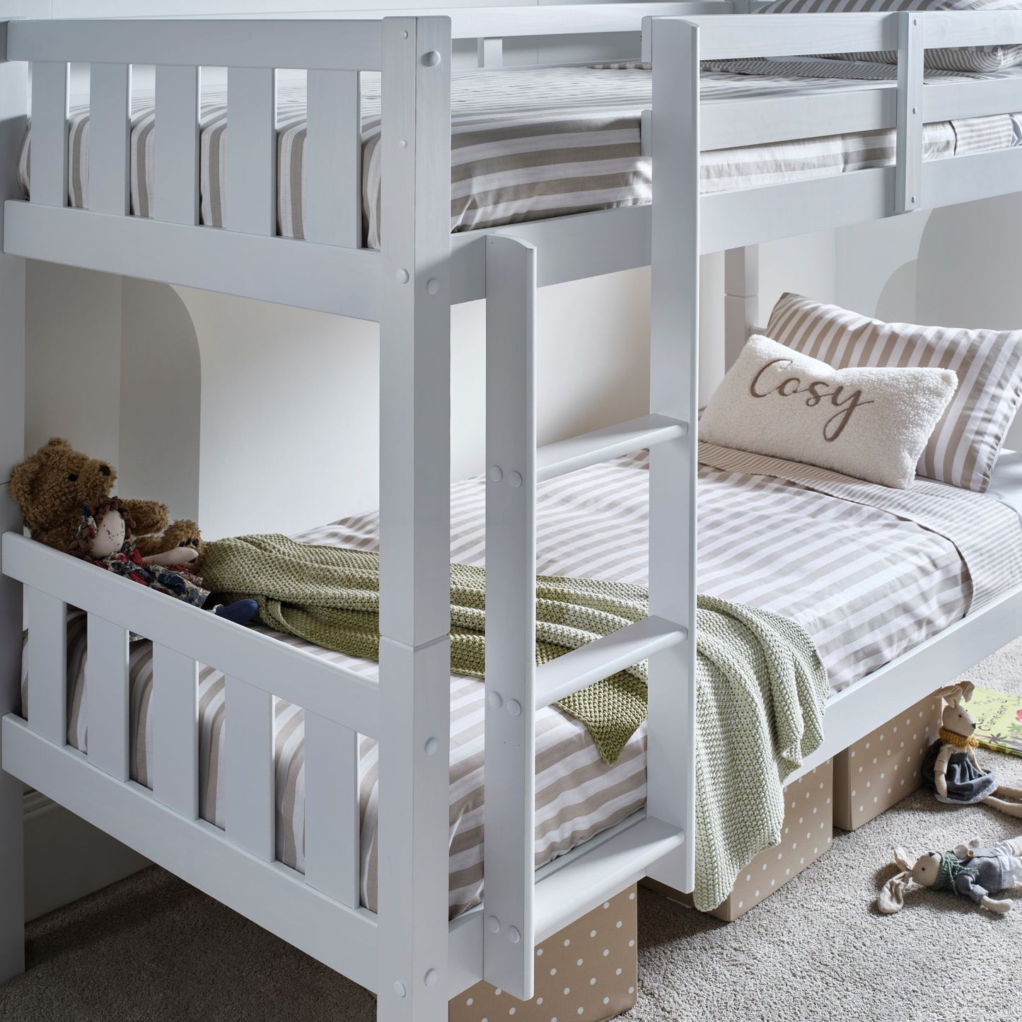 Bedmaster Icon Kids Single Wooden Bunk Bed White Ladder-Kidzzz Beds