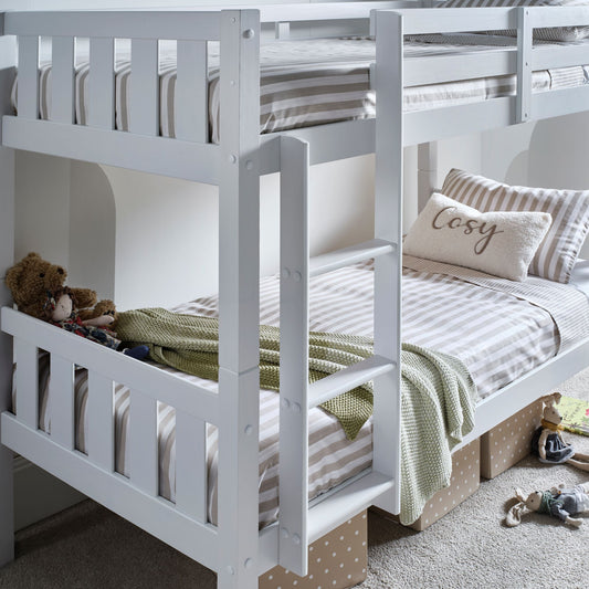 Bedmaster Icon Kids Single Wooden Bunk Bed White Ladder-Kidzzz Beds