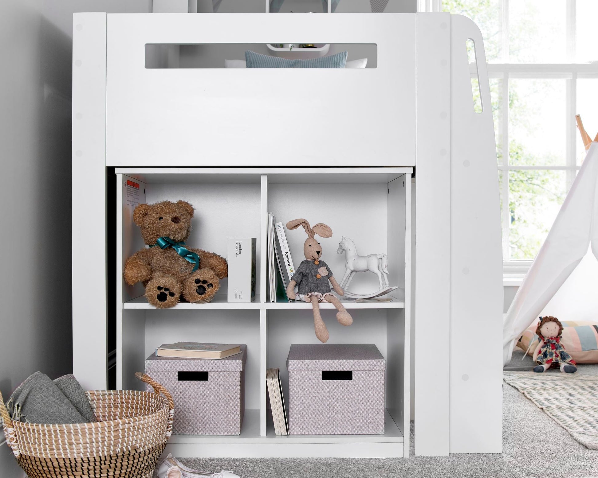 Bedmaster Lacy Midsleeper Bed White Shelving-Better Bed Company
