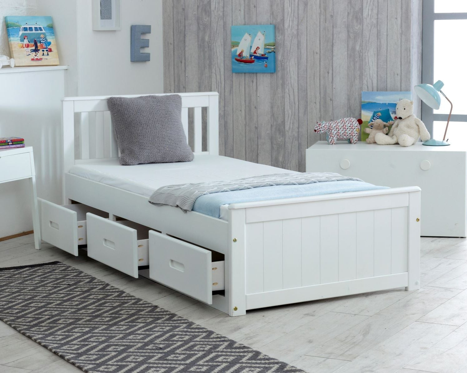 Birmingham Wooden Storage Drawer Bed Frame-Kidzzz Beds