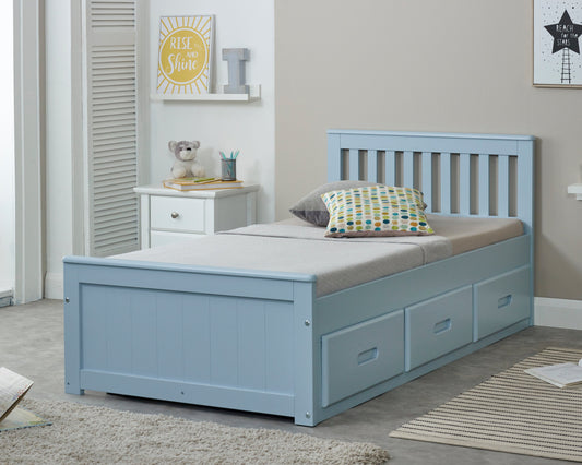 Birmingham Wooden Storage Drawer Bed Frame Blue-Kidzzz Beds