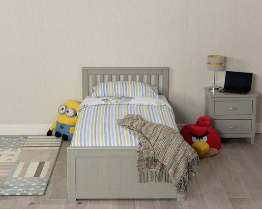 Birmingham Wooden Storage Drawer Bed Frame Grey-Kidzzz Beds
