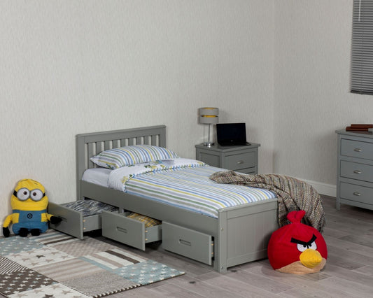 Birmingham Wooden Storage Drawer Bed Frame Grey In Bedroom-Kidzzz Beds